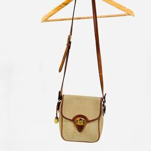 Vintage 90s Dooney & Bourke Bone Tan British All-Weather Leather Crossbody